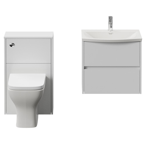 Montego Gloss White 1100mm Wall Mounted Vanity Unit and Toilet Suite with Arc Basin Front View