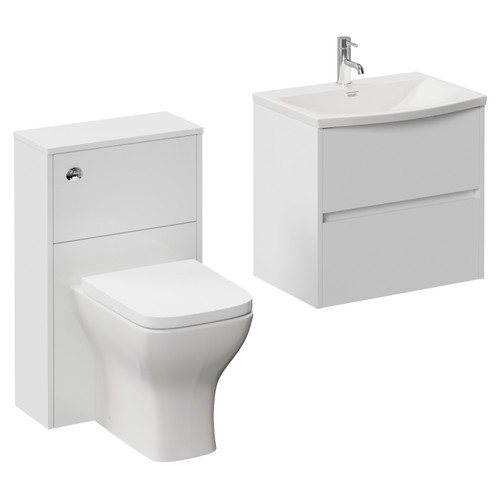 Montego Gloss White 1100mm Wall Mounted Vanity Unit and Toilet Suite with Arc Basin Left Hand View