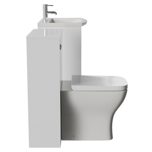 Montego Gloss White 1100mm Wall Mounted Vanity Unit and Toilet Suite with Arc Basin Side View