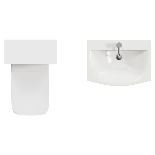 Montego Gloss White 1100mm Wall Mounted Vanity Unit and Toilet Suite with Arc Basin Top View