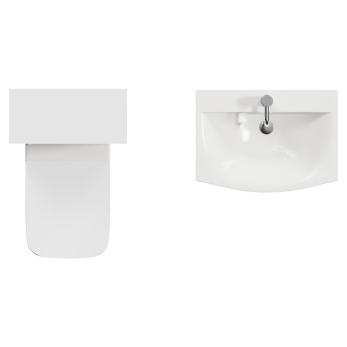 Montego Satin White 1100mm Wall Mounted Vanity Unit and Toilet Suite with Arc Basin Top View