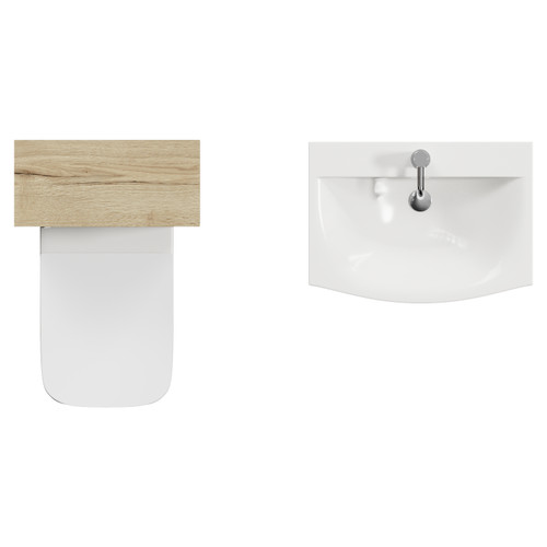 Montego Autumn Oak 1100mm Wall Mounted Vanity Unit and Toilet Suite with Arc Basin Top View