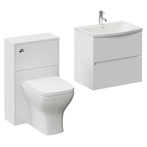 Montego Gloss White 1100mm Wall Mounted Vanity Unit and Toilet Suite with Rimini Basin Left Hand View
