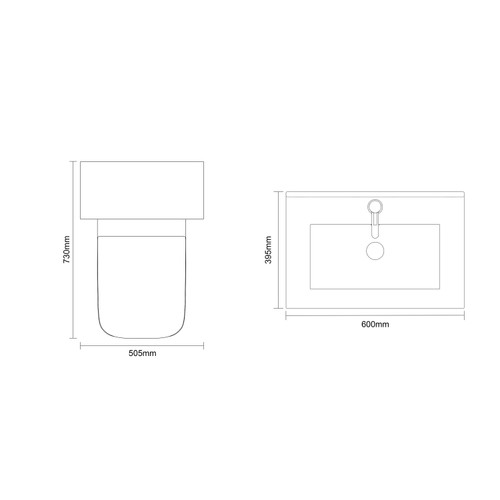 Montego Satin White 1100mm Wall Mounted Vanity Unit and Toilet Suite with Angel Basin Dimensions Top