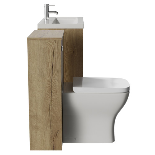 Montego Autumn Oak 1300mm Wall Mounted Vanity Unit and Toilet Suite with Glide Basin Side View