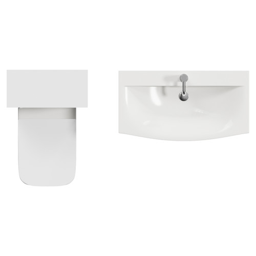 Montego Satin White 1300mm Wall Mounted Vanity Unit and Toilet Suite with Arc Basin Top View