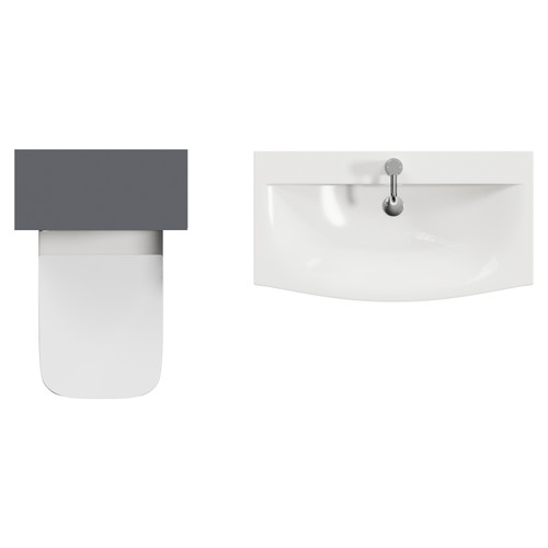 Montego Graphite Grey 1300mm Wall Mounted Vanity Unit and Toilet Suite with Arc Basin Top View