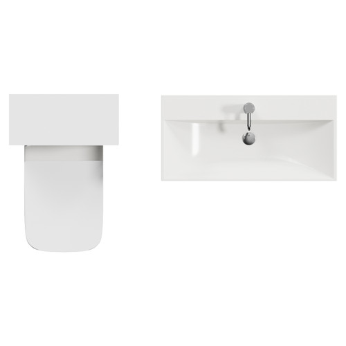 Montego Satin White 1300mm Wall Mounted Vanity Unit and Toilet Suite with Rimini Basin Top View