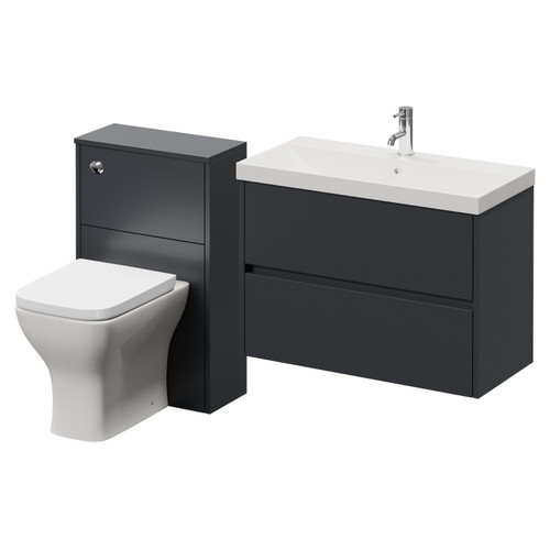 Montego Graphite Grey 1300mm Wall Mounted Vanity Unit and Toilet Suite with Rimini Basin Right Hand View