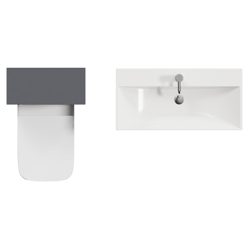 Montego Graphite Grey 1300mm Wall Mounted Vanity Unit and Toilet Suite with Rimini Basin Top View