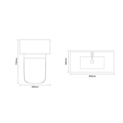 Montego Gloss White 1300mm Wall Mounted Vanity Unit and Toilet Suite with Angel Basin Dimensions Top