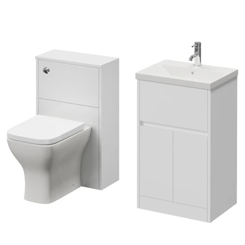Montego Gloss White 1000mm Vanity Unit and Toilet Suite with Glide Basin Right Hand View