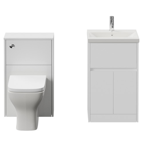 Montego Gloss White 1000mm Vanity Unit and Toilet Suite with Glide Basin Front View