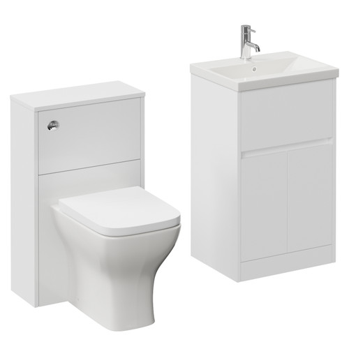 Montego Gloss White 1000mm Vanity Unit and Toilet Suite with Glide Basin Left Hand View