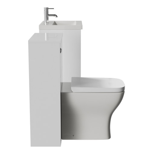Montego Gloss White 1000mm Vanity Unit and Toilet Suite with Glide Basin Side View