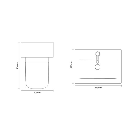 Montego Gloss White 1000mm Vanity Unit and Toilet Suite with Glide Basin Dimensions Top