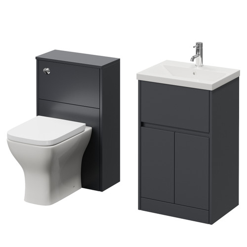 Montego Graphite Grey 1000mm Vanity Unit and Toilet Suite with Glide Basin Right Hand View