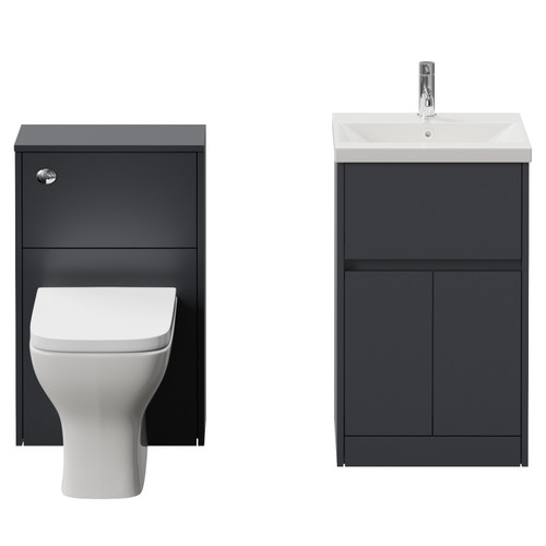Montego Graphite Grey 1000mm Vanity Unit and Toilet Suite with Glide Basin Front View
