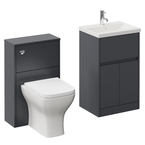 Montego Graphite Grey 1000mm Vanity Unit and Toilet Suite with Glide Basin Left Hand View