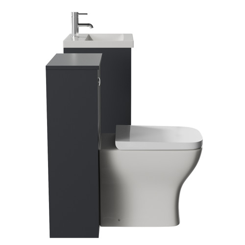 Montego Graphite Grey 1000mm Vanity Unit and Toilet Suite with Glide Basin Side View