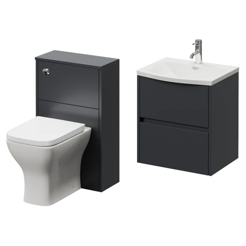 Montego Graphite Grey 1000mm Vanity Unit and Toilet Suite with Angel Basin Right Hand View