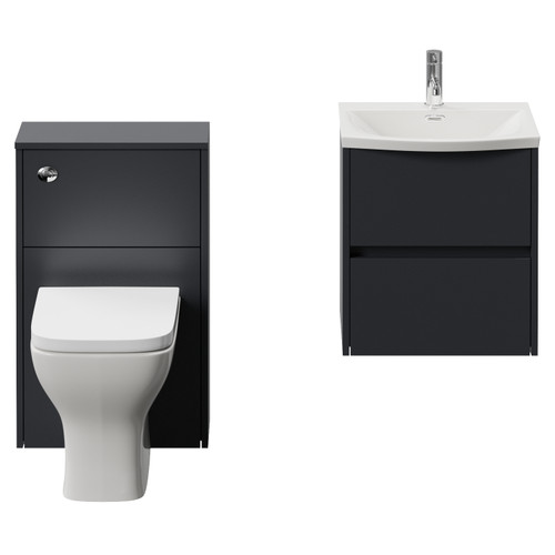 Montego Graphite Grey 1000mm Vanity Unit and Toilet Suite with Angel Basin Front View