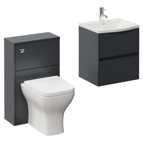 Montego Graphite Grey 1000mm Vanity Unit and Toilet Suite with Angel Basin Left Hand View