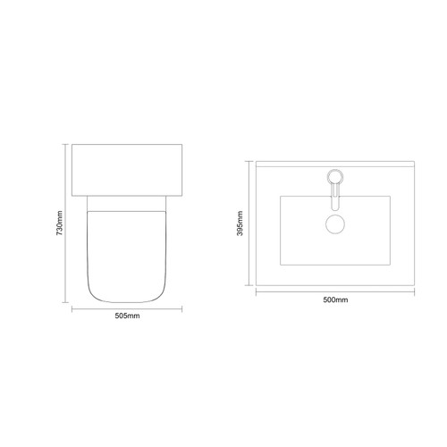 Montego Gloss White 1000mm Vanity Unit and Toilet Suite with Arc Basin Dimensions Top