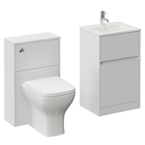 Montego Satin White 1000mm Vanity Unit and Toilet Suite with Arc Basin Left Hand View