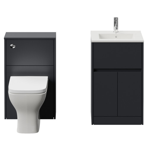Montego Graphite Grey 1000mm Vanity Unit and Toilet Suite with Arc Basin Front View