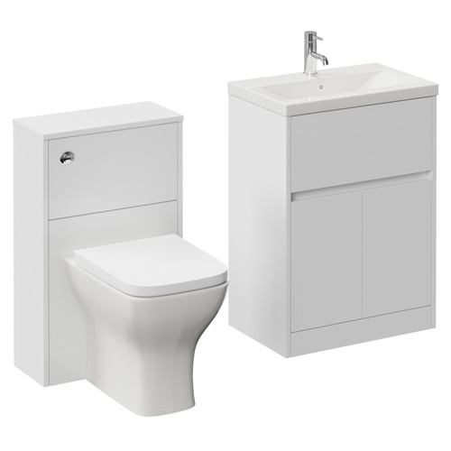 Montego Gloss White 1100mm Vanity Unit and Toilet Suite with Glide Basin Left Hand View