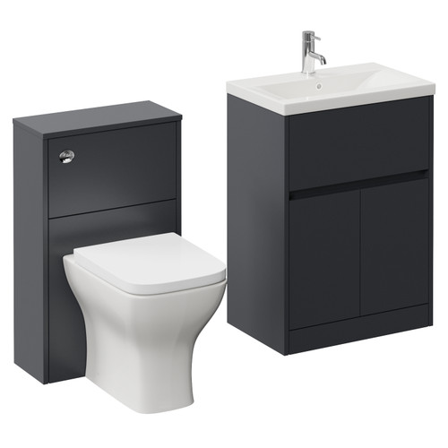 Montego Graphite Grey 1100mm Vanity Unit and Toilet Suite with Glide Basin Left Hand View