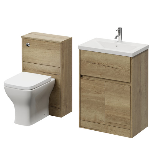 Montego Autumn Oak 1100mm Vanity Unit and Toilet Suite with Glide Basin Right Hand View