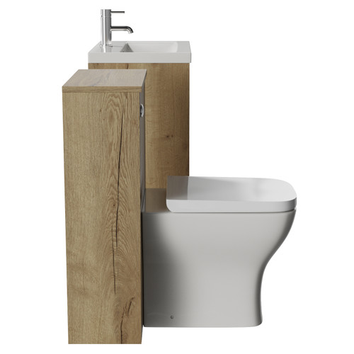 Montego Autumn Oak 1100mm Vanity Unit and Toilet Suite with Glide Basin Side View
