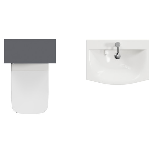 Montego Graphite Grey 1100mm Vanity Unit and Toilet Suite with Angel Basin Top View