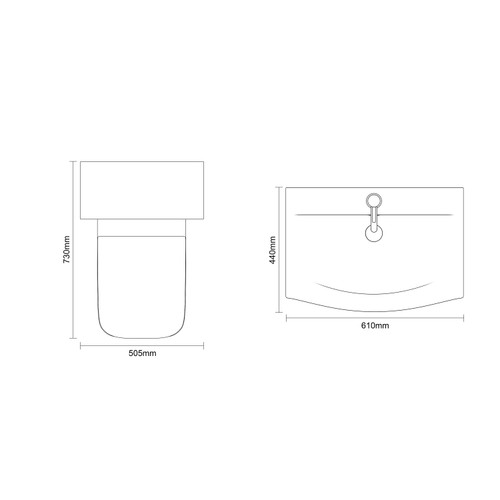 Montego Autumn Oak 1100mm Vanity Unit and Toilet Suite with Angel Basin Dimensions Top