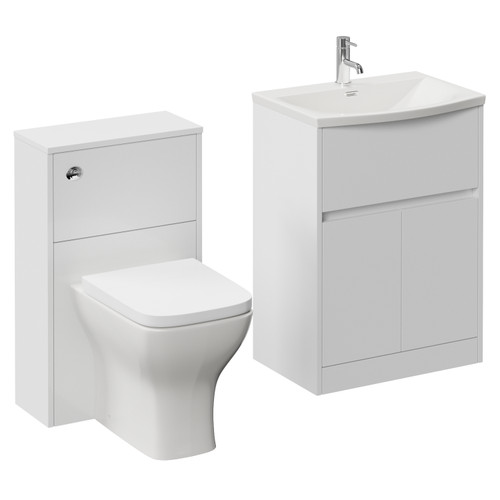 Montego Gloss White 1100mm Vanity Unit and Toilet Suite with Rimini Basin Left Hand View