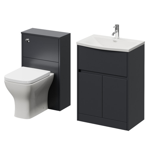 Montego Graphite Grey 1100mm Vanity Unit and Toilet Suite with Rimini Basin Right Hand View