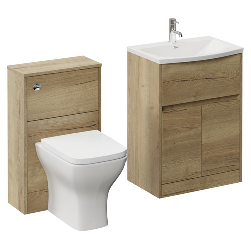Montego Autumn Oak 1100mm Vanity Unit and Toilet Suite with Rimini Basin Left Hand View