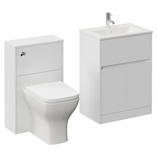 Montego Gloss White 1100mm Vanity Unit and Toilet Suite with Arc Basin Left Hand View