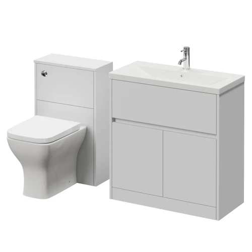 Montego Satin White 1300mm Vanity Unit and Toilet Suite with Glide Basin Right Hand View