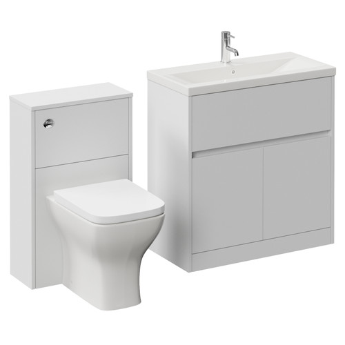 Montego Satin White 1300mm Vanity Unit and Toilet Suite with Glide Basin Left Hand View