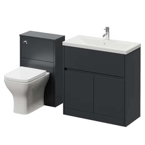 Montego Graphite Grey 1300mm Vanity Unit and Toilet Suite with Glide Basin Right Hand View