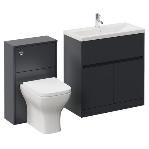 Montego Graphite Grey 1300mm Vanity Unit and Toilet Suite with Glide Basin Left Hand View