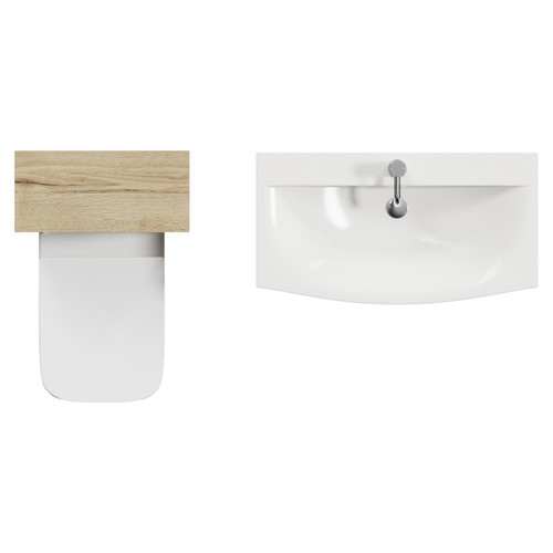 Montego Autumn Oak 1300mm Vanity Unit and Toilet Suite with Angel Basin Top View