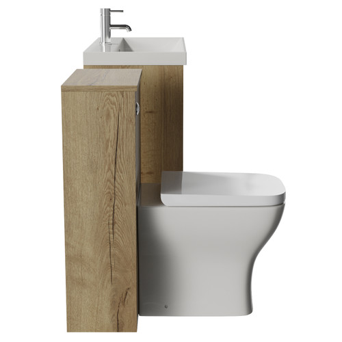 Montego Autumn Oak 1300mm Vanity Unit and Toilet Suite with Rimini Basin Side View