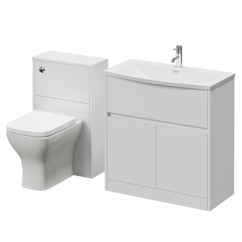 Montego Gloss White 1300mm Vanity Unit and Toilet Suite with Arc Basin Right Hand View
