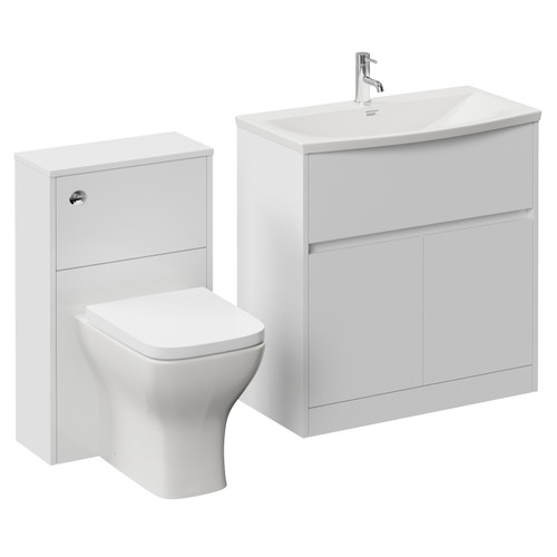 Montego Gloss White 1300mm Vanity Unit and Toilet Suite with Arc Basin Left Hand View
