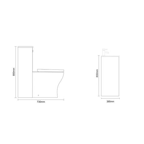 Montego Gloss White 1300mm Vanity Unit and Toilet Suite with Arc Basin Dimensions Side