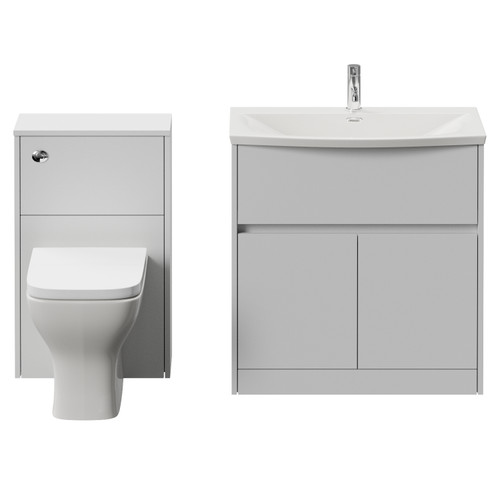 Montego Satin White 1300mm Vanity Unit and Toilet Suite with Arc Basin Front View
